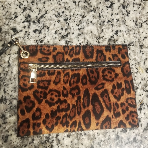 Vegan leather tote bag with matching clutch leopard, ocelot - Picture 2 of 3